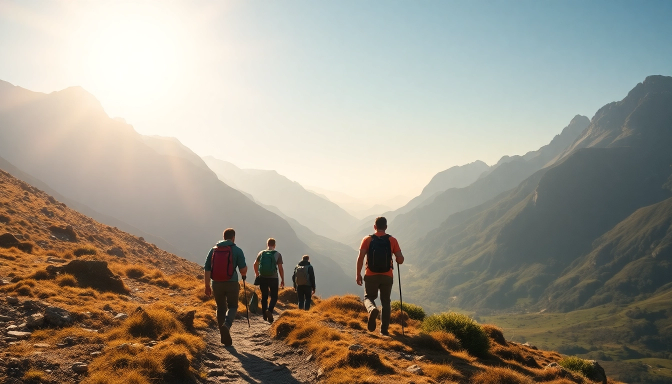 Guided trek through lush mountains with a knowledgeable guide leading adventurous hikers in vibrant scenery.