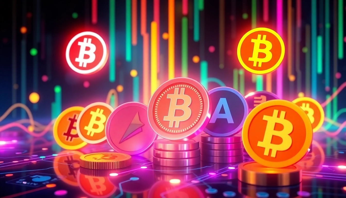 An engaging image highlighting altcoins with digital coin symbols glowing over a blockchain