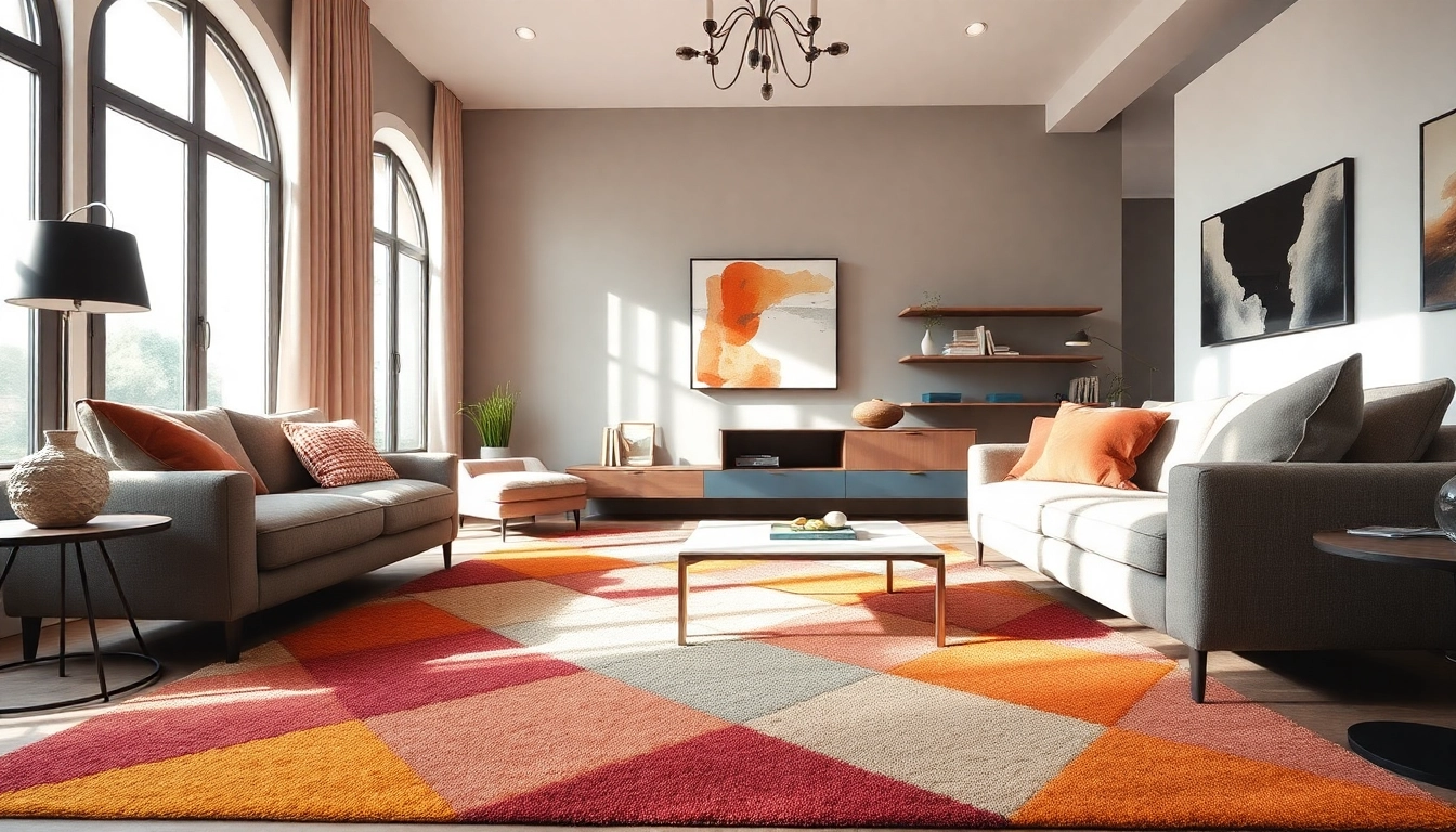 Showcase of stylish Tappeti moderni Milano enhancing contemporary interior design with vibrant