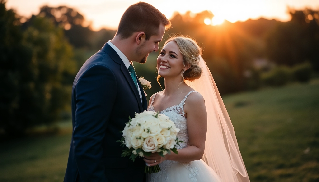 Professional team capturing authentic eskuvo fotozas moments during sunset outdoor shoot with